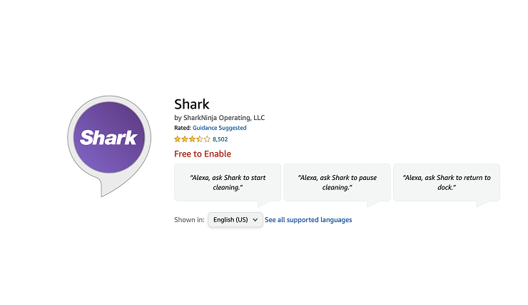 User interacting with Shark robot vacuum via voice command