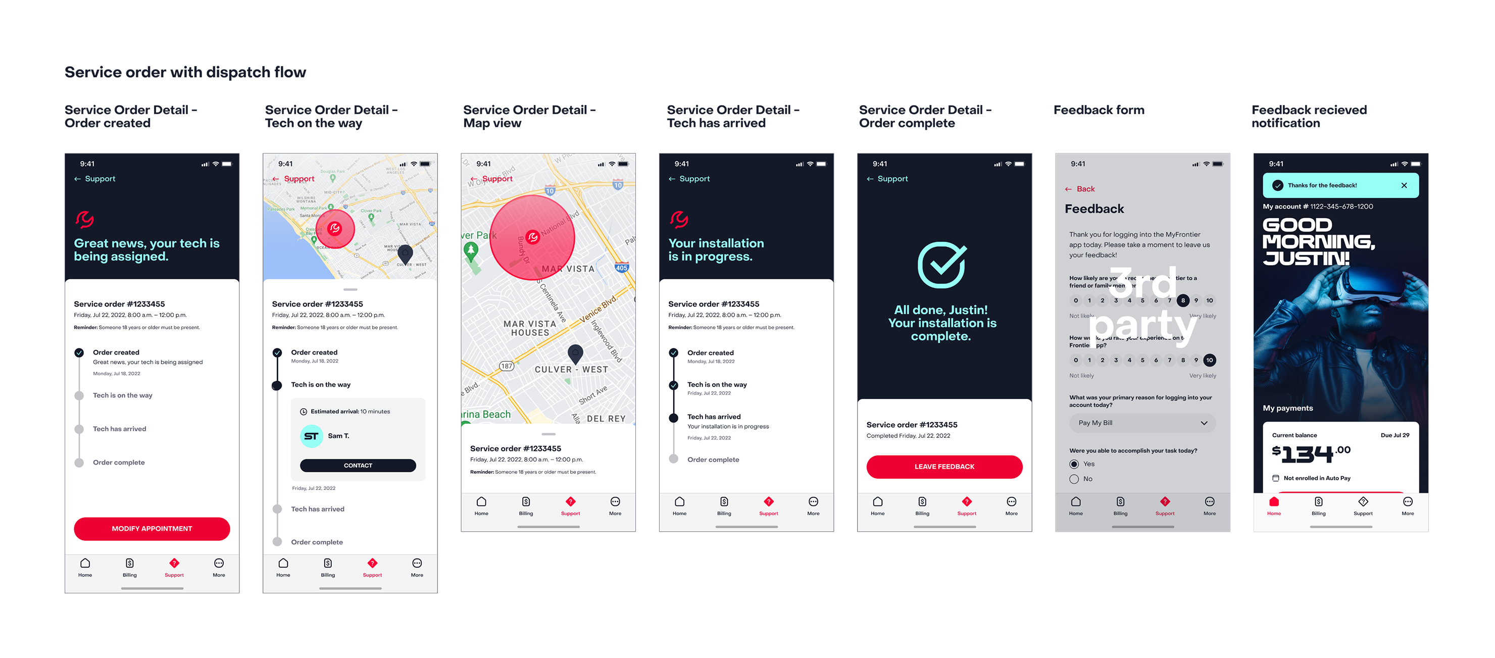 Support tracking wireframe