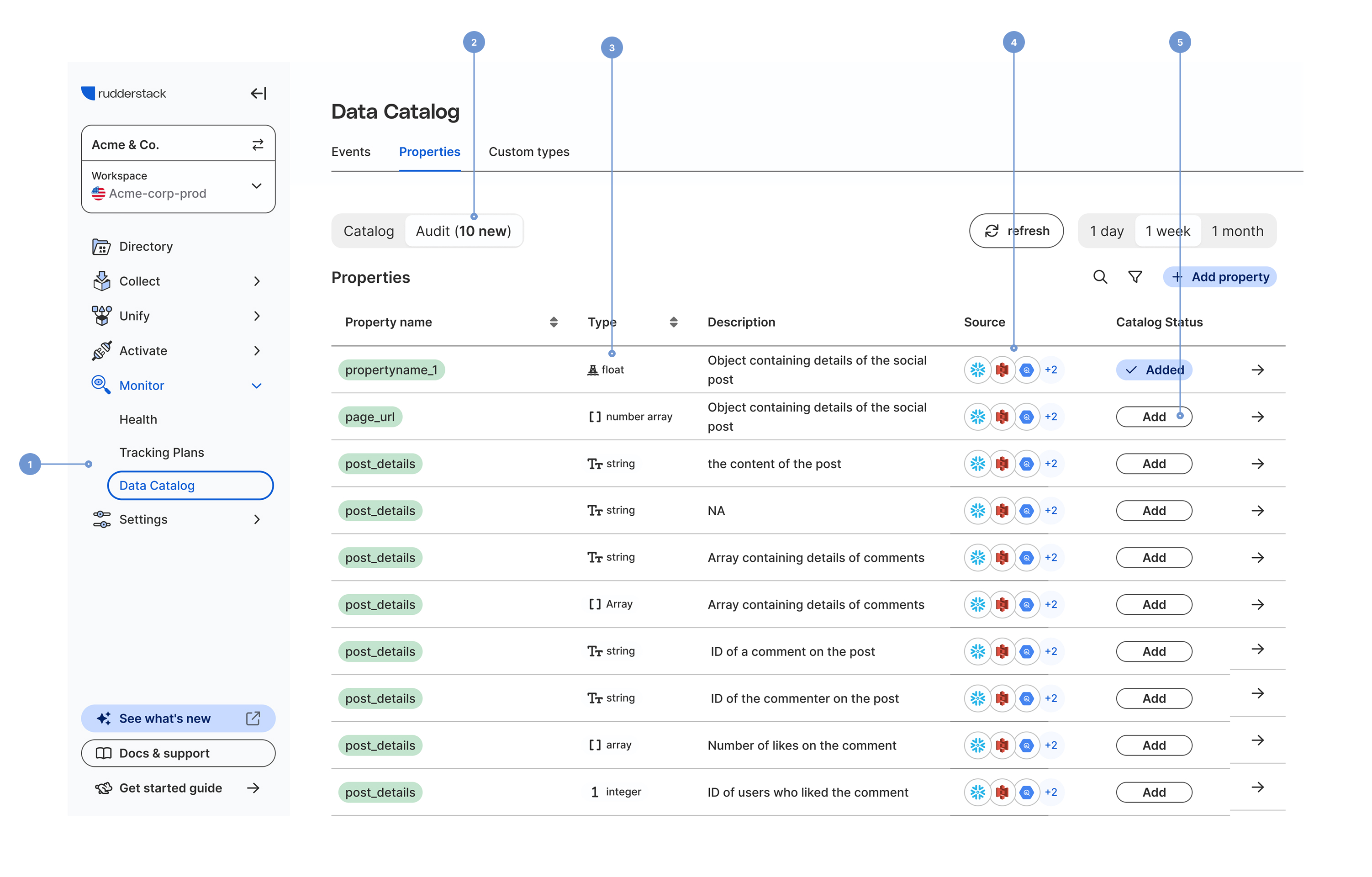 Data catalog UI design